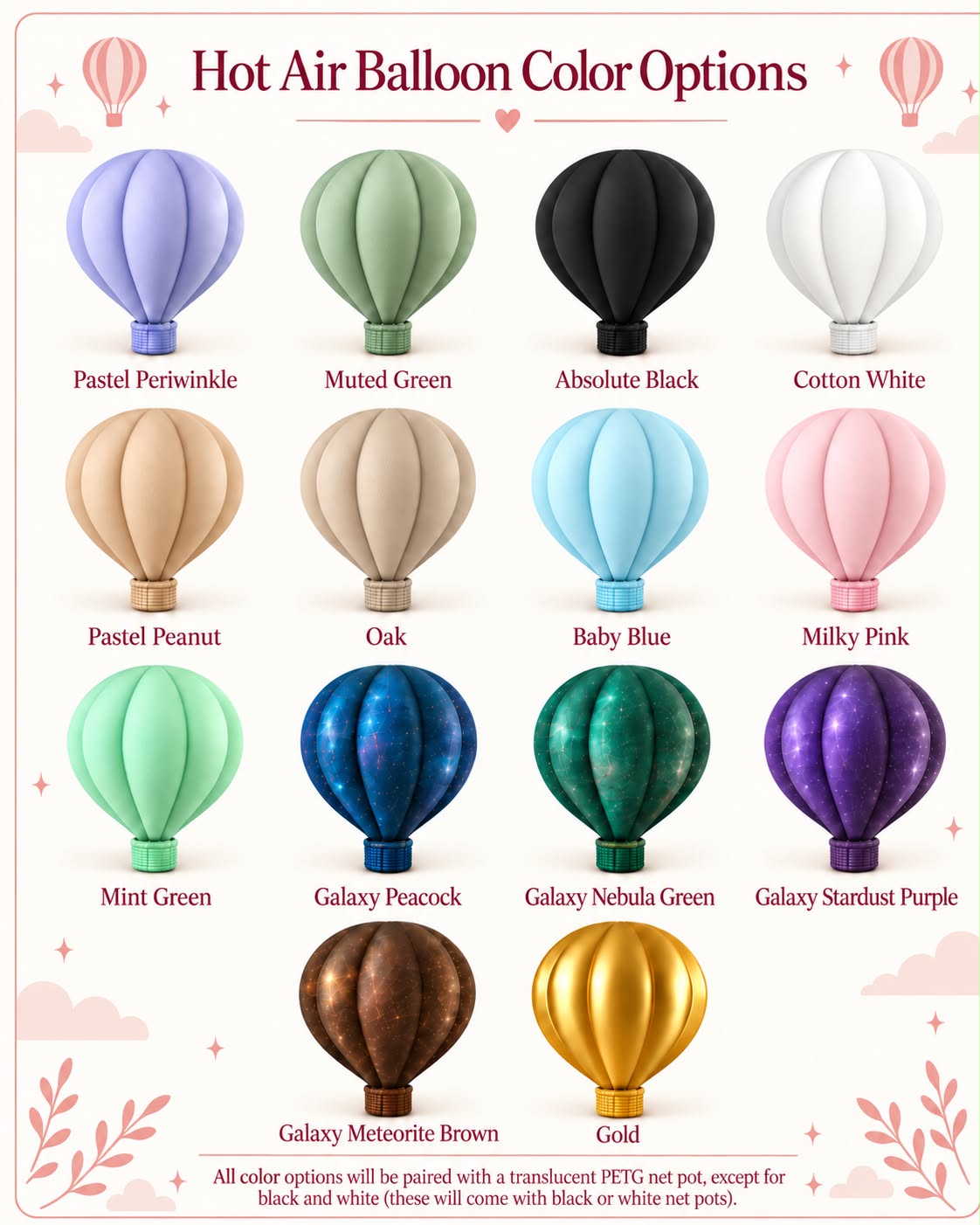 Hot Air Balloon Trellis HEART Set (Choose Your Colors)
